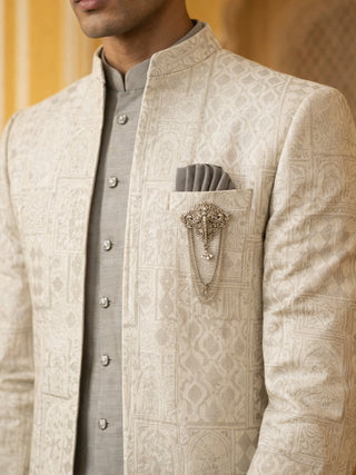 Silk Blend Woven Design Indo-Western Set