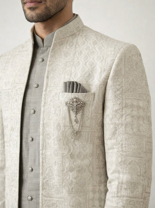 Silk Blend Woven Design Indo-Western Set