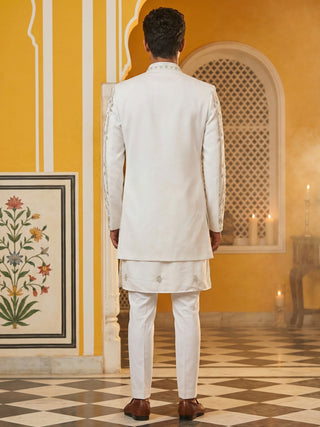 Men’s Embroidered Silk Blend Indo-Western Set