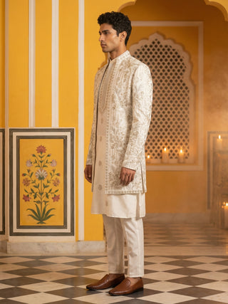 Men’s Embroidered Silk Blend Indo-Western Set