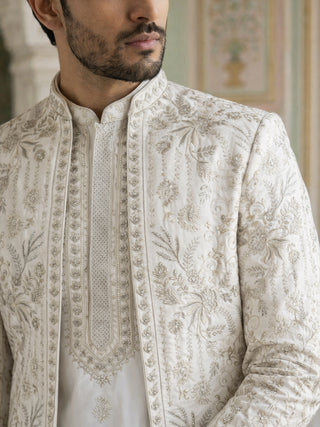 Men’s Embroidered Silk Blend Indo-Western Set