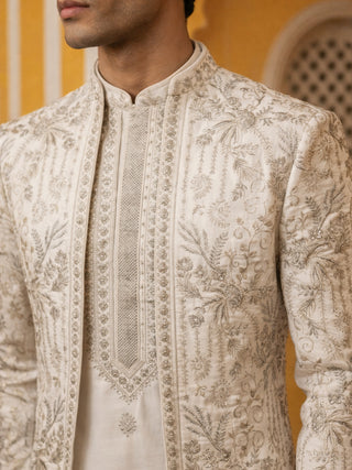 Men’s Embroidered Silk Blend Indo-Western Set