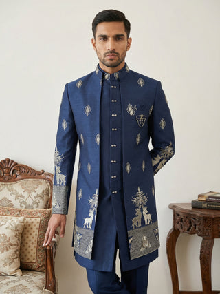 Cotton Blend Embroidered Indo-Western Set