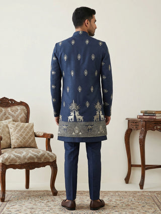 Cotton Blend Embroidered Indo-Western Set