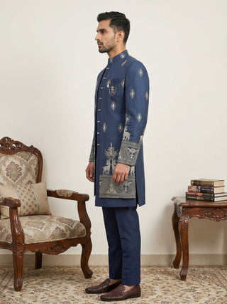 Cotton Blend Embroidered Indo-Western Set