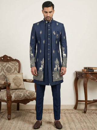 Cotton Blend Embroidered Indo-Western Set