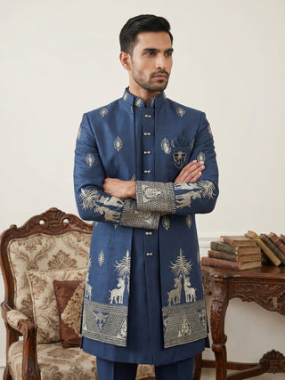 Cotton Blend Embroidered Indo-Western Set