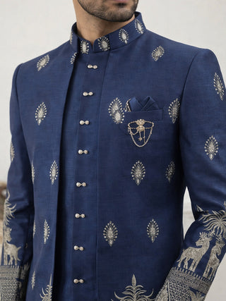Cotton Blend Embroidered Indo-Western Set
