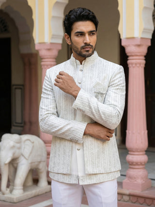 Embroidered Silk Blend Indo-Western Set