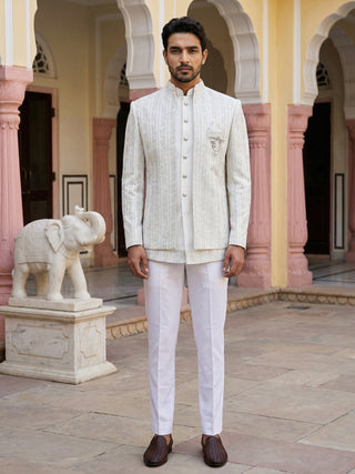 Embroidered Silk Blend Indo-Western Set