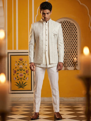 Embroidered Silk Blend Indo-Western Set