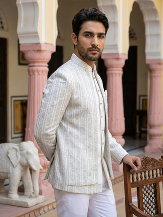 Embroidered Silk Blend Indo-Western Set