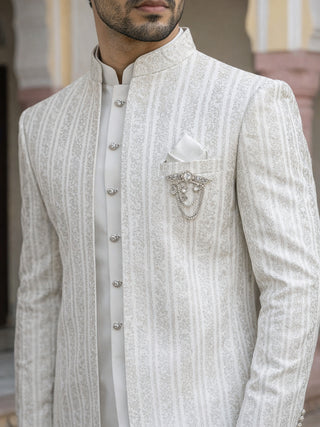Embroidered Silk Blend Indo-Western Set