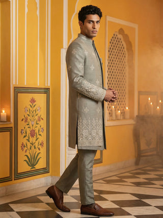 Woven Design Cotton Blend Indo-Western Set