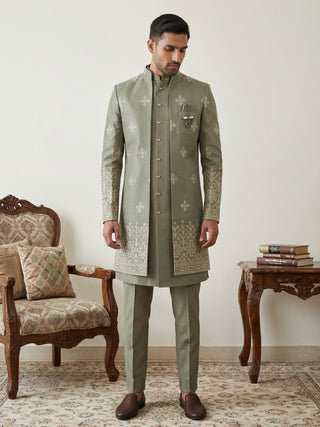 Woven Design Cotton Blend Indo-Western Set