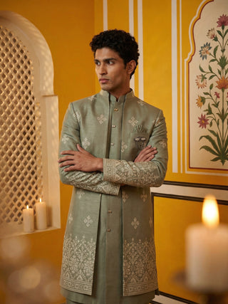 Woven Design Cotton Blend Indo-Western Set