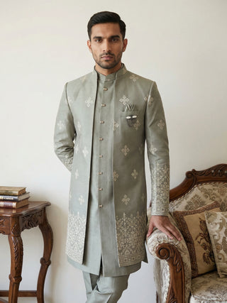 Woven Design Cotton Blend Indo-Western Set