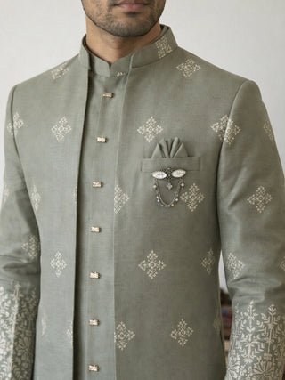Woven Design Cotton Blend Indo-Western Set