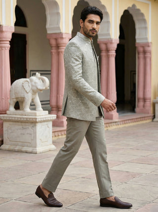 Silk Blend Embroidered Indo-Western Set