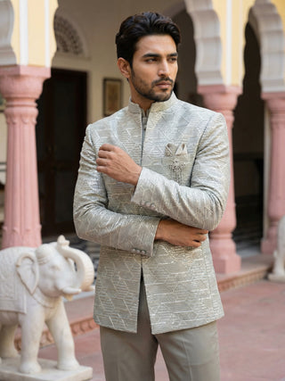 Silk Blend Embroidered Indo-Western Set