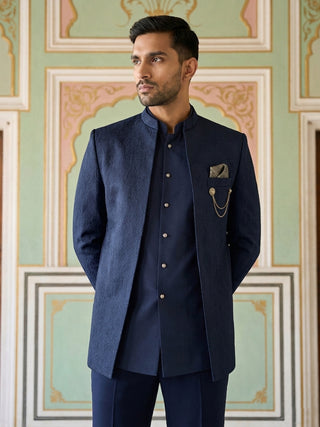 Cotton Blend Textured Indo-Western Set