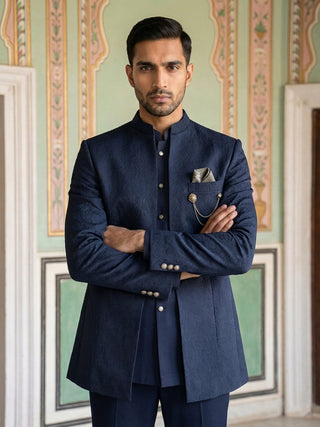 Cotton Blend Textured Indo-Western Set