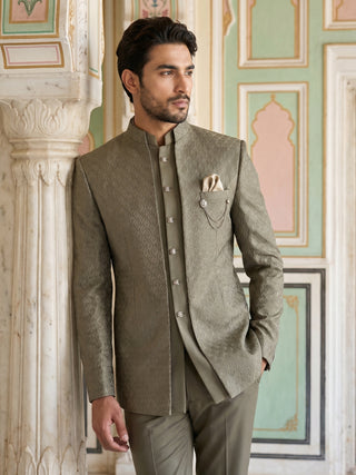 Cotton Blend Textured Indo-Western Set