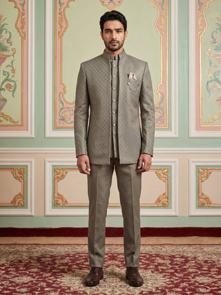 Cotton Blend Textured Indo-Western Set