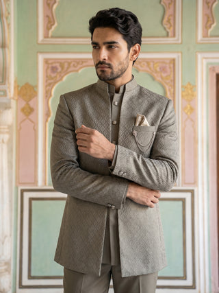 Cotton Blend Textured Indo-Western Set