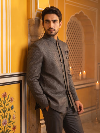 Cotton Blend Textured Indo-Western Set