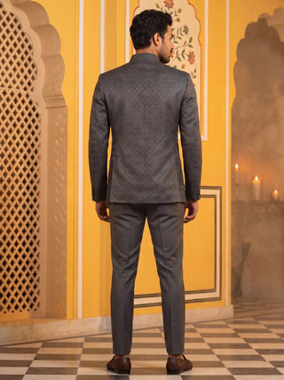 Cotton Blend Textured Indo-Western Set