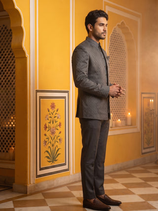 Cotton Blend Textured Indo-Western Set