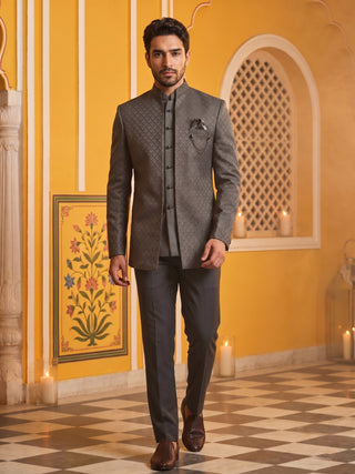 Cotton Blend Textured Indo-Western Set