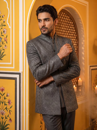Cotton Blend Textured Indo-Western Set