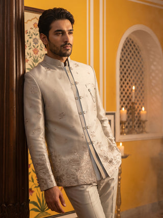 Ivory Embroidered Indo-Western Set