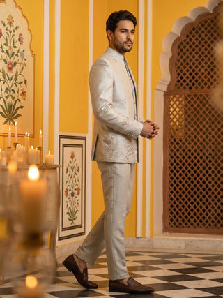 Ivory Embroidered Indo-Western Set