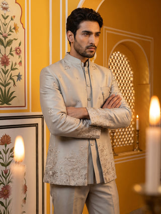 Ivory Embroidered Indo-Western Set