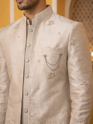 Ivory Embroidered Indo-Western Set
