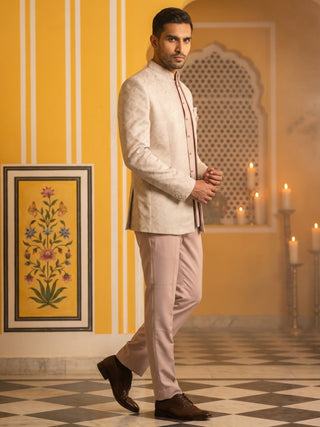 Jacquard Silk Ethnic Indo-Western Set