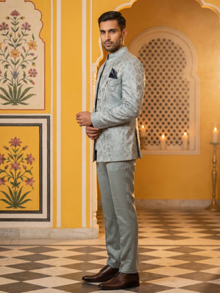 Premium Silk Jacquard Indo-Western Set for Men