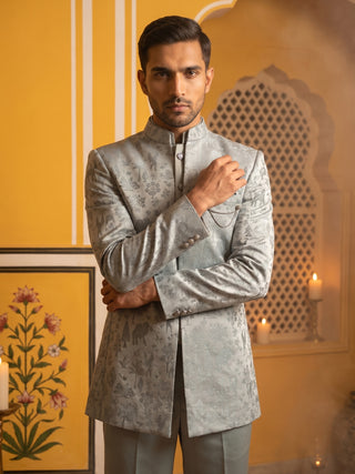 Premium Silk Jacquard Indo-Western Set for Men