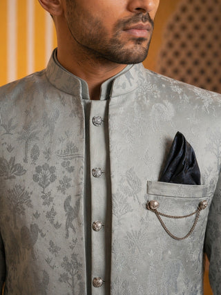 Premium Silk Jacquard Indo-Western Set for Men