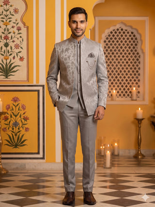 Premium Silk Jacquard Indo-Western Set for Men