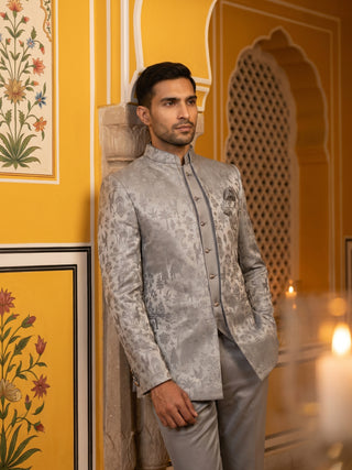 Premium Silk Jacquard Indo-Western Set for Men