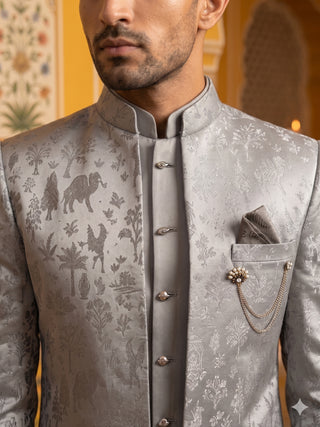 Premium Silk Jacquard Indo-Western Set for Men