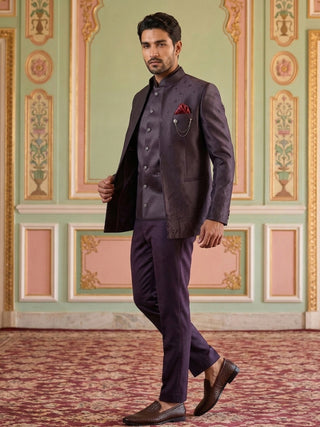 Men Woven Design Indo-Western Set