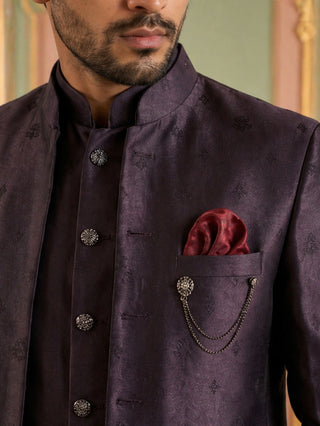 Men Woven Design Indo-Western Set
