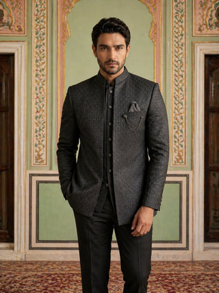 Cotton Blend Textured Indo-Western Set