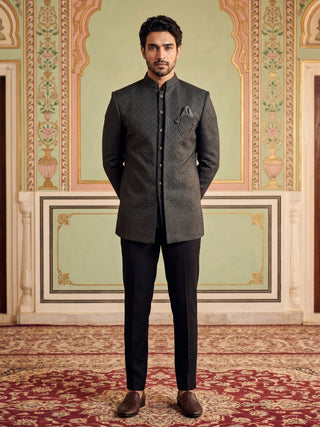 Cotton Blend Textured Indo-Western Set