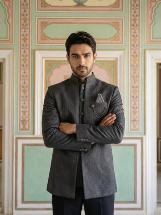 Cotton Blend Textured Indo-Western Set